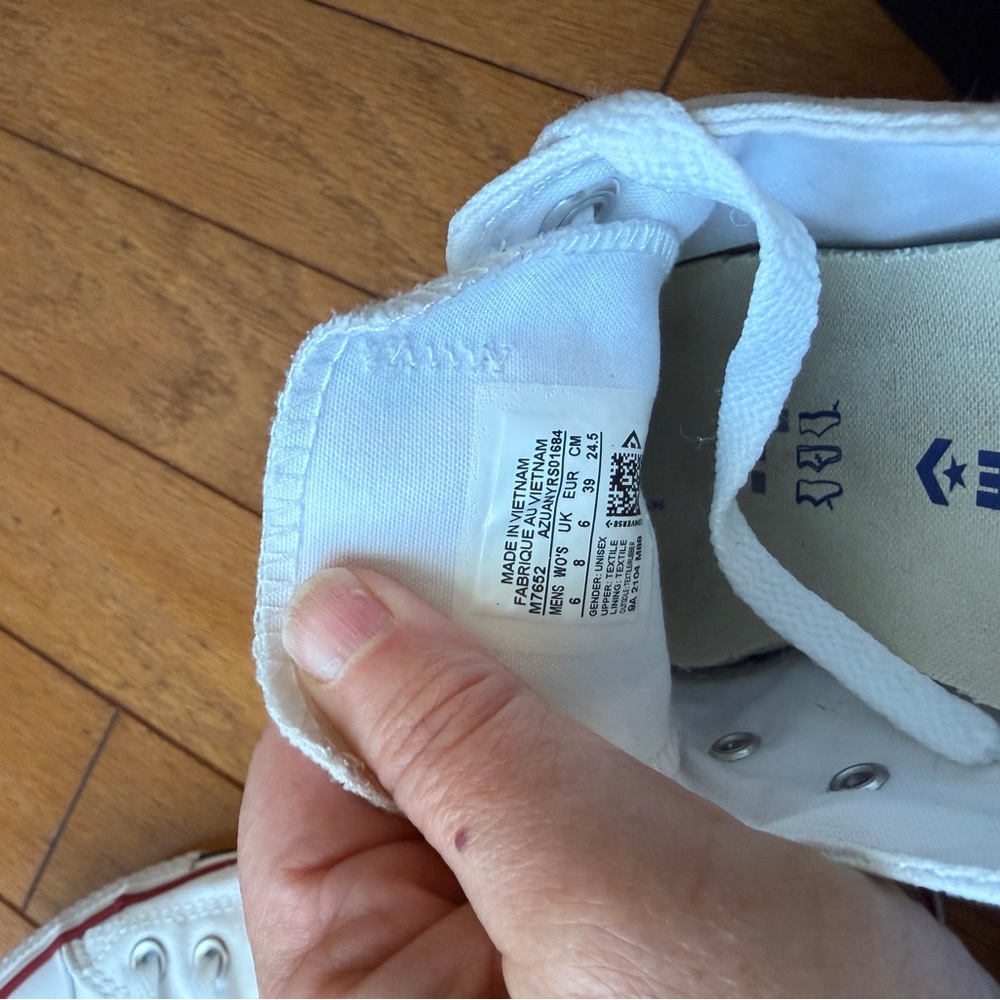Convers All Star Low Top White Canvas Sneakers Women’s Size 8 Men’s Size 6 Shoes - Picture 12 of 12